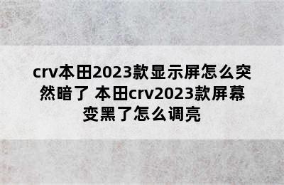 crv本田2023款显示屏怎么突然暗了 本田crv2023款屏幕变黑了怎么调亮